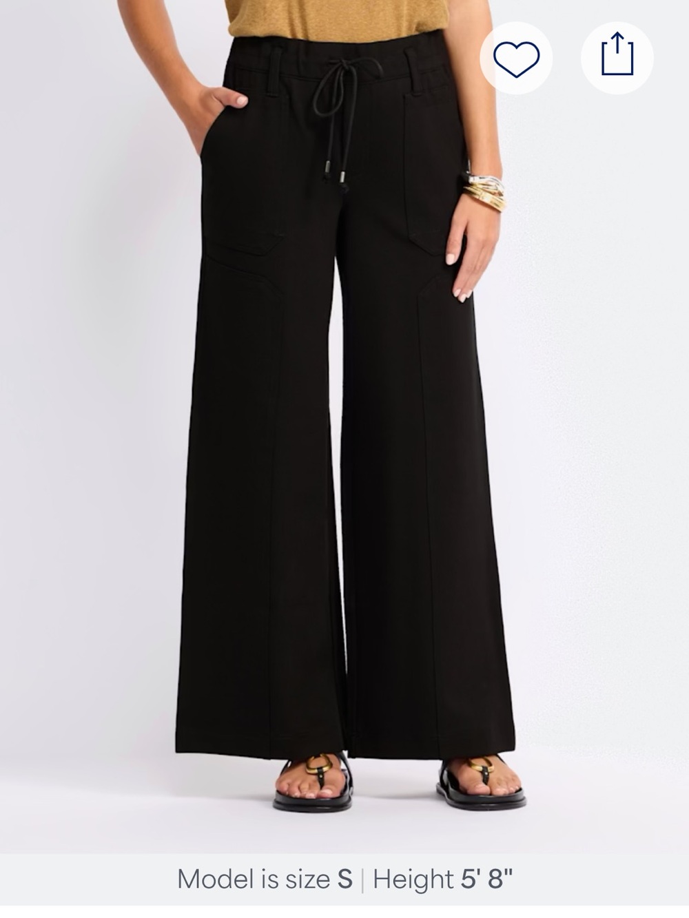 Democracy Black Wide-Leg Drawstring Pants